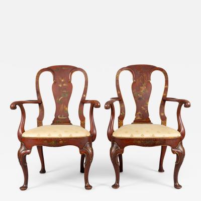 Waldorf Astoria George I Style Chinoiserie Armchairs A Pair