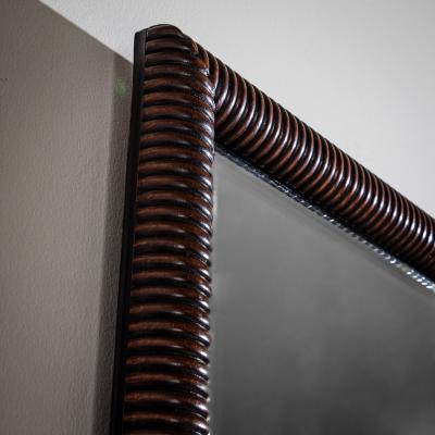 Wall Mirror in Ribbed Walnut Frame Italy