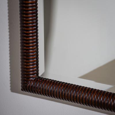 Wall Mirror in Ribbed Walnut Frame Italy