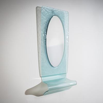 Wall Mirror with Console in Blue Glass Italy Mid 20th Century