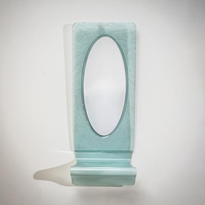 Wall Mirror with Console in Blue Glass Italy Mid 20th Century
