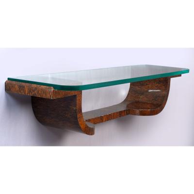 Wall Mounted Palm Wood Console Italy 1930s