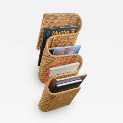 Wall Mounted Rattan Magazine Racks Italy 1970s