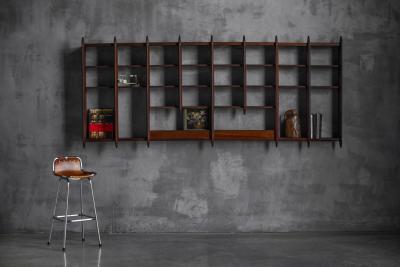 Wall Shelving Unit in Solid Teak France 1950s