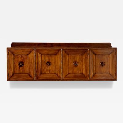 Wall mounted oak wood sideboard with four doors Italy 1950s