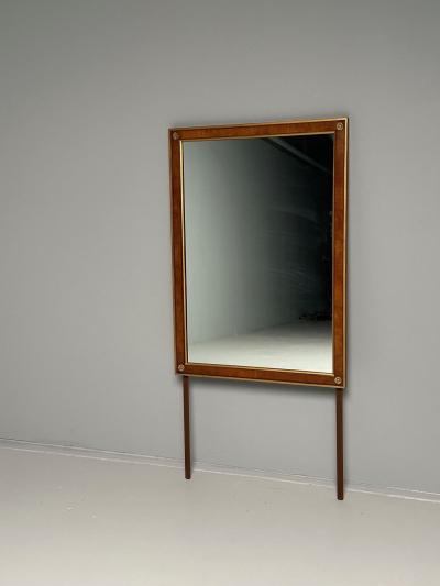 Walnut Bronze Mounted Hollywood Regency Wall or Dresser Console Mirror
