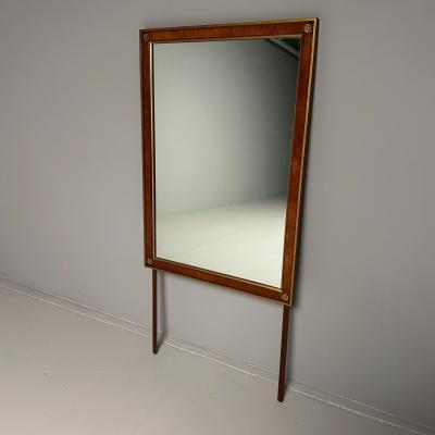 Walnut Bronze Mounted Hollywood Regency Wall or Dresser Console Mirror