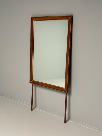 Walnut Bronze Mounted Hollywood Regency Wall or Dresser Console Mirror