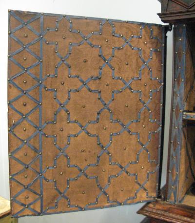 Walnut Cabinet with Original Gilding Paint Ebony Marble and Bronze