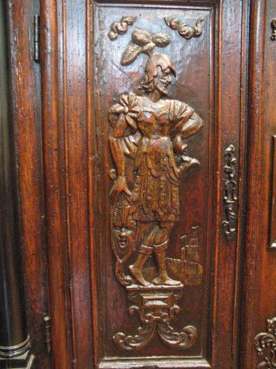 Walnut Cabinet with Original Gilding Paint Ebony Marble and Bronze