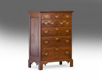 Walnut Chippendale Semi High Chest of Drawers