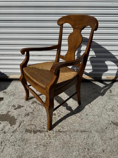 Walnut Country French Armchair w Rush bottom seat