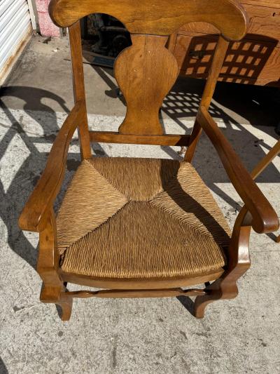 Walnut Country French Armchair w Rush bottom seat