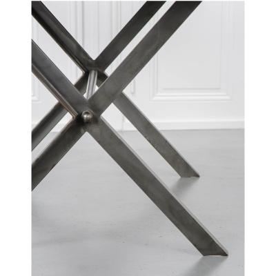 Walnut Iron X Base Dining Table In Stock