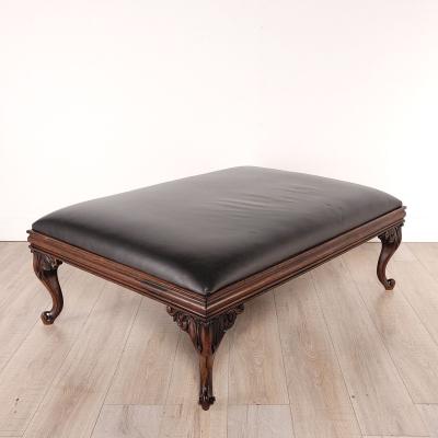 Walnut Leather Upholstered Ottoman France 19th century