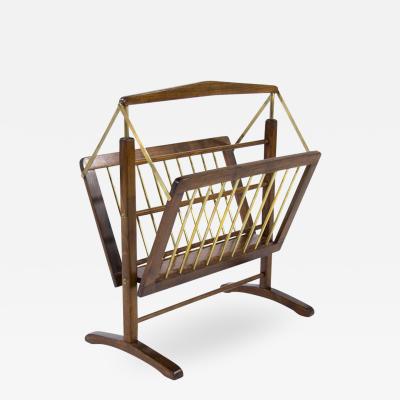 Walnut Magazine Rack, Italy, 1950s