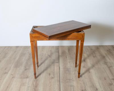 Walnut Veneer And Inlaid Table Game Table End Of The 18th Century