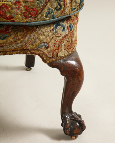 Walnut Wingchair with Original Needlepoint circa 1735