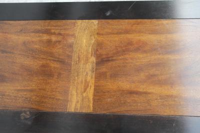 Walnut and Black Lacquer Chin Hua Console Table with Ming Style Legs