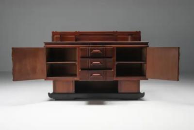 Walnut and Ebony Rare Sculptural Dutch Art Deco Sideboard
