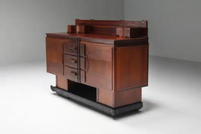 Walnut and Ebony Rare Sculptural Dutch Art Deco Sideboard