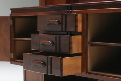 Walnut and Ebony Rare Sculptural Dutch Art Deco Sideboard