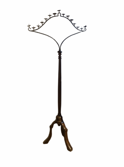 Walnut and Iron Floor Candelabra