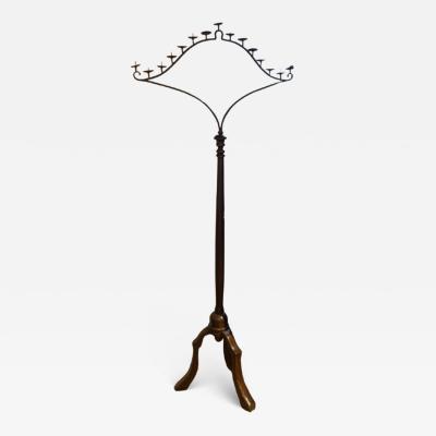 Walnut and Iron Floor Candelabra