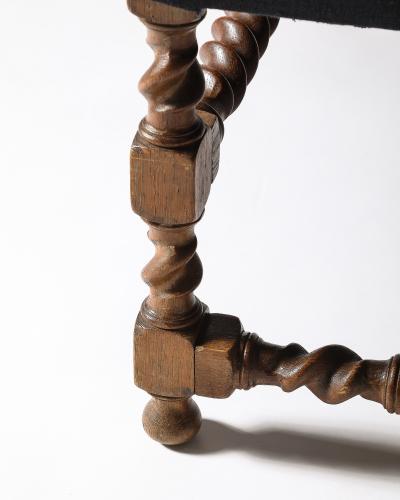 Walnut and Linen Barley Twist Bench