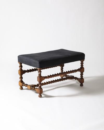 Walnut and Linen Barley Twist Bench