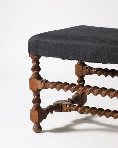 Walnut and Linen Barley Twist Bench