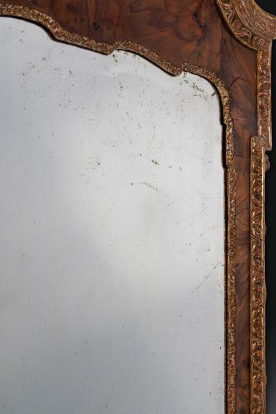 Walnut and Parcel Gilt Dry Stripped Mirror