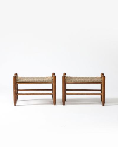Walnut and Rush Stools Denmark c 1950