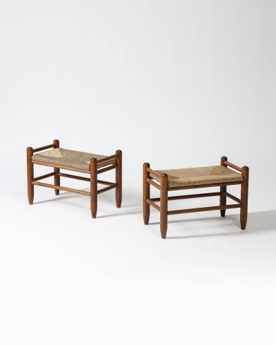 Walnut and Rush Stools Denmark c 1950