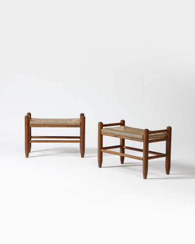 Walnut and Rush Stools Denmark c 1950