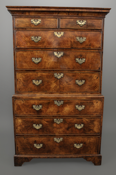 Walnut chest on chest with original hardware