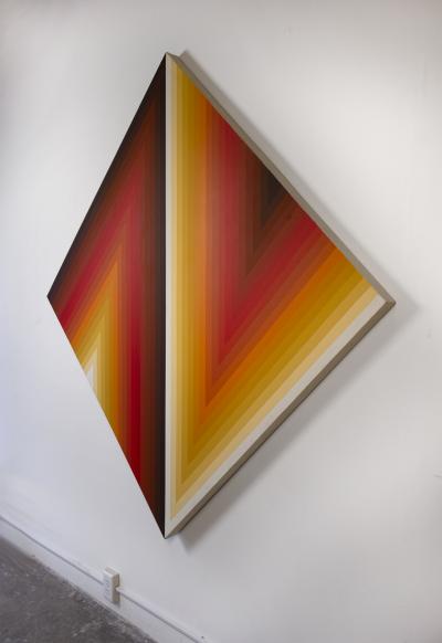 Walt Hines Walt Hines Hard Edge Acrylic Painting on Canvas Space Shaft 1970s