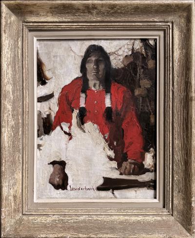 Walt Louderback Portrait of an Indian with Rifle Post Impressionist Oil on Canvas