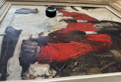 Walt Louderback Portrait of an Indian with Rifle Post Impressionist Oil on Canvas