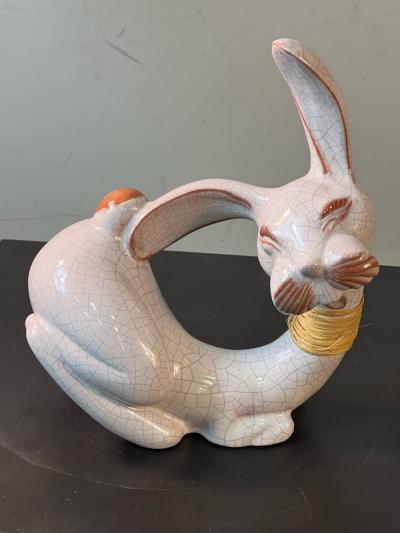 Walter Bosse ART DECO AUSTRIAN CRAQUELERE TERRACOTTA RABBIT ATTRIBUTED TO WALTER BOSSE