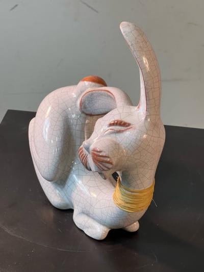 Walter Bosse ART DECO AUSTRIAN CRAQUELERE TERRACOTTA RABBIT ATTRIBUTED TO WALTER BOSSE
