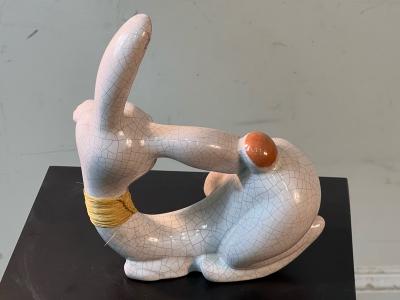 Walter Bosse ART DECO AUSTRIAN CRAQUELERE TERRACOTTA RABBIT ATTRIBUTED TO WALTER BOSSE
