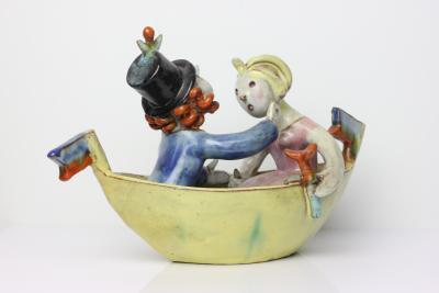 Walter Bosse Antique Ceramic Boat Trip by Walter Bosse for Goldscheider Austria 1928