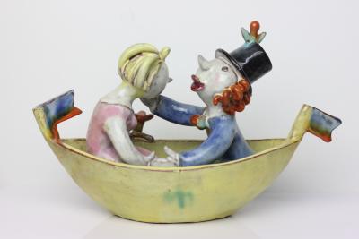 Walter Bosse Antique Ceramic Boat Trip by Walter Bosse for Goldscheider Austria 1928