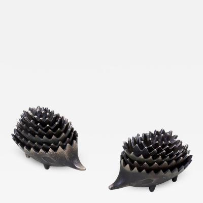 Walter Bosse Pair of Stackable Hedgehog Ashtrays Attributed to Walter Bosse