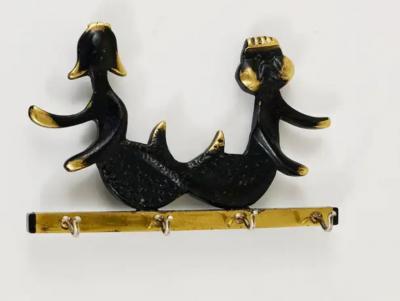Walter Bosse Walter Bosse Brass Key Hanger Sea God and Mermaid Herta Baller Austria 1950s