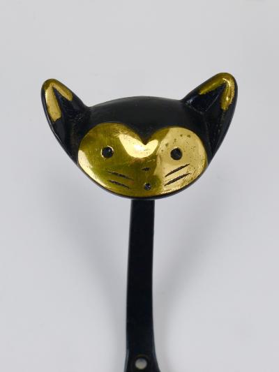 Walter Bosse Walter Bosse Cat Zoo Brass Animal Wall Hook by Herta Baller Austria 1950s