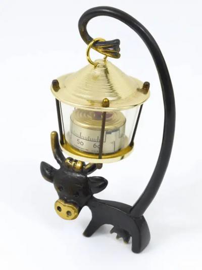 Walter Bosse Walter Bosse Cow Figurine Table Thermometer by Herta Baller Austria 1950s