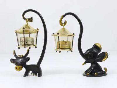 Walter Bosse Walter Bosse Cow Figurine Table Thermometer by Herta Baller Austria 1950s