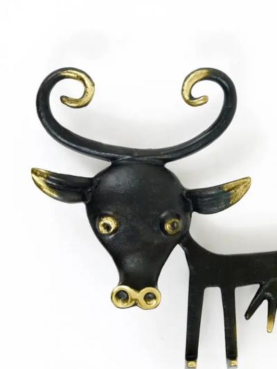 Walter Bosse Walter Bosse Cow Sculpture Brass Key Hanger by Herta Baller Austria 1950s